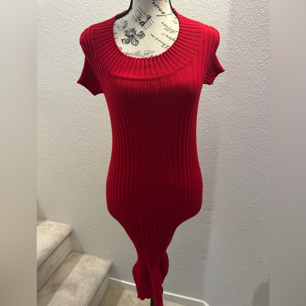 Derek Heart Red Ribbed Dress M